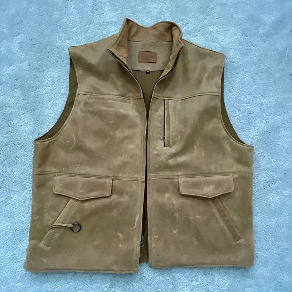 Coronado Leather Men's Nubuck Leather Vest Full Zip Size 50 Concealed Carry